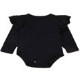 thumbnail image 1 of Infant Baby Girl Basic Ruffle Long Sleeve Cotton Romper Bodysuit Tops Clothes, 1 of 3