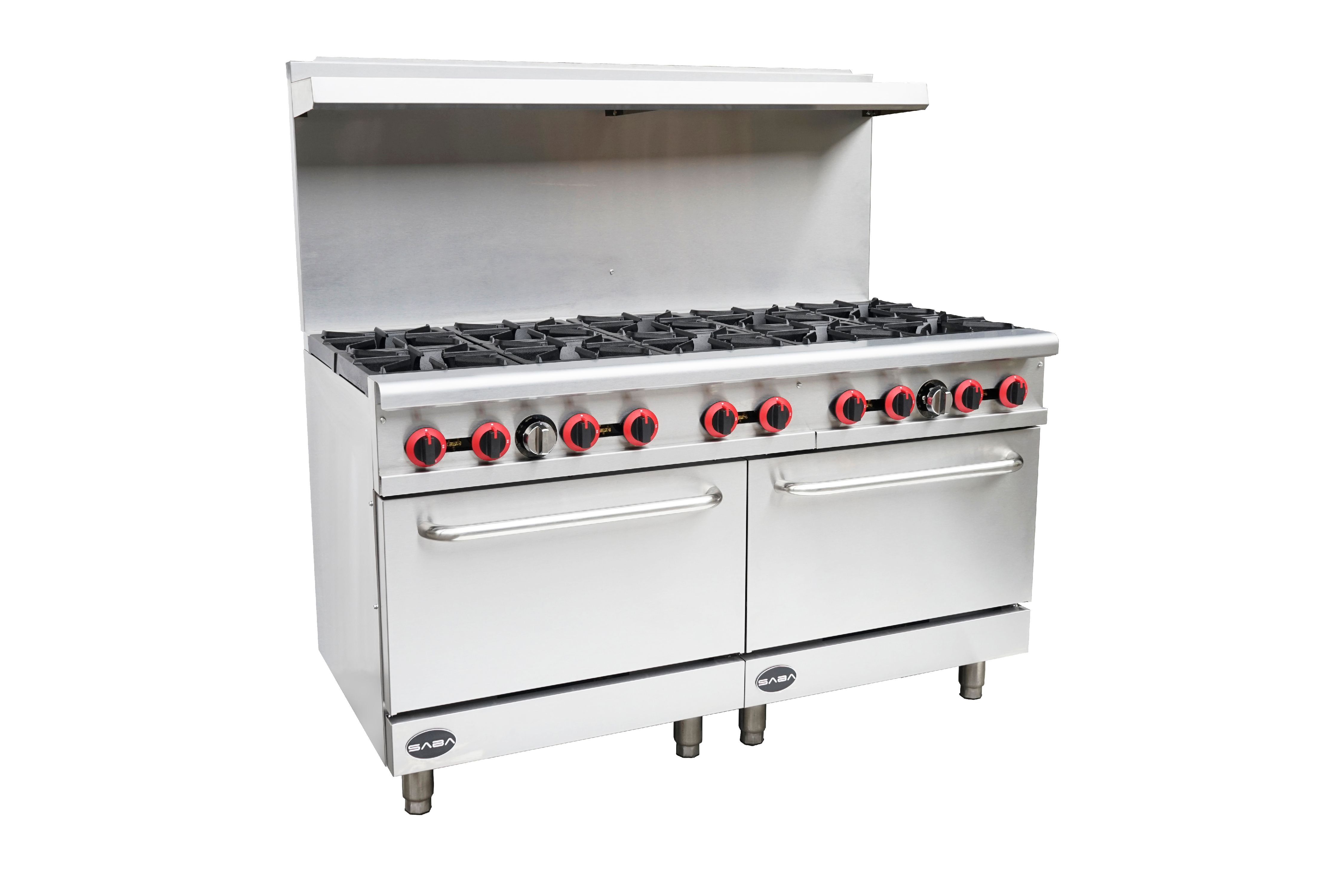 Heavy Duty Commercial 60" 10 Burner Gas Range with Bottom Oven