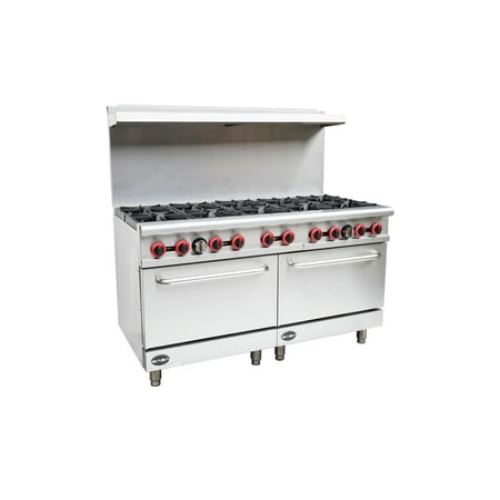 Heavy Duty Commercial 60" 10 Burner Gas Range with Bottom Oven