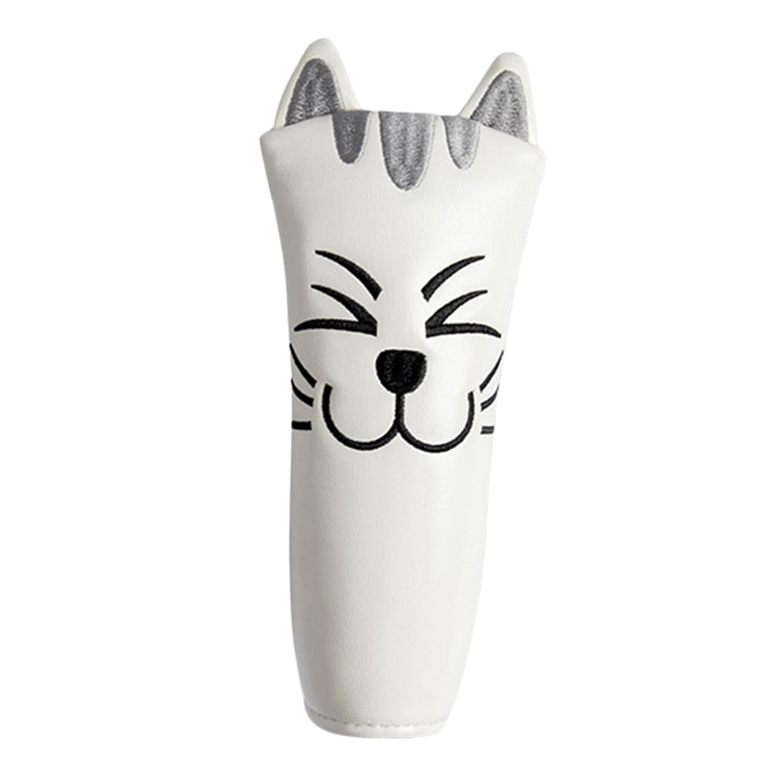 harayaa Golf Club Head Covers Mallet Putter Cat Pattern Accessories Putter Cue Headcover Straight White