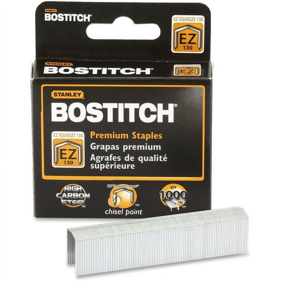 Bostitch EZ Squeeze 130 Premium Staples - 210 Per Strip - 13/16" Leg - 1/2" Crown - Holds 130 Sheet(s) - for Paper - Chisel Point - Steel Gray - High | Bundle of 2 Boxes