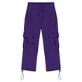 thumbnail image 5 of UAYOTSE Boys Girls Baggy Cargo Pants Y2k Trendy High Waist Athletic Pants Joggers Wide Leg Trousers Hiking Pants with Pockets(P76-Dark Purple,9-10 Years), 5 of 5