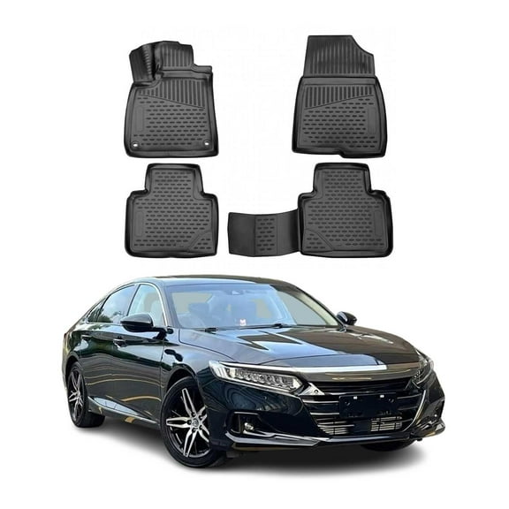 OMAC Floor Mats Liner for Honda Accord 2018-2022 Black TPE All-Weather 4 Pcs