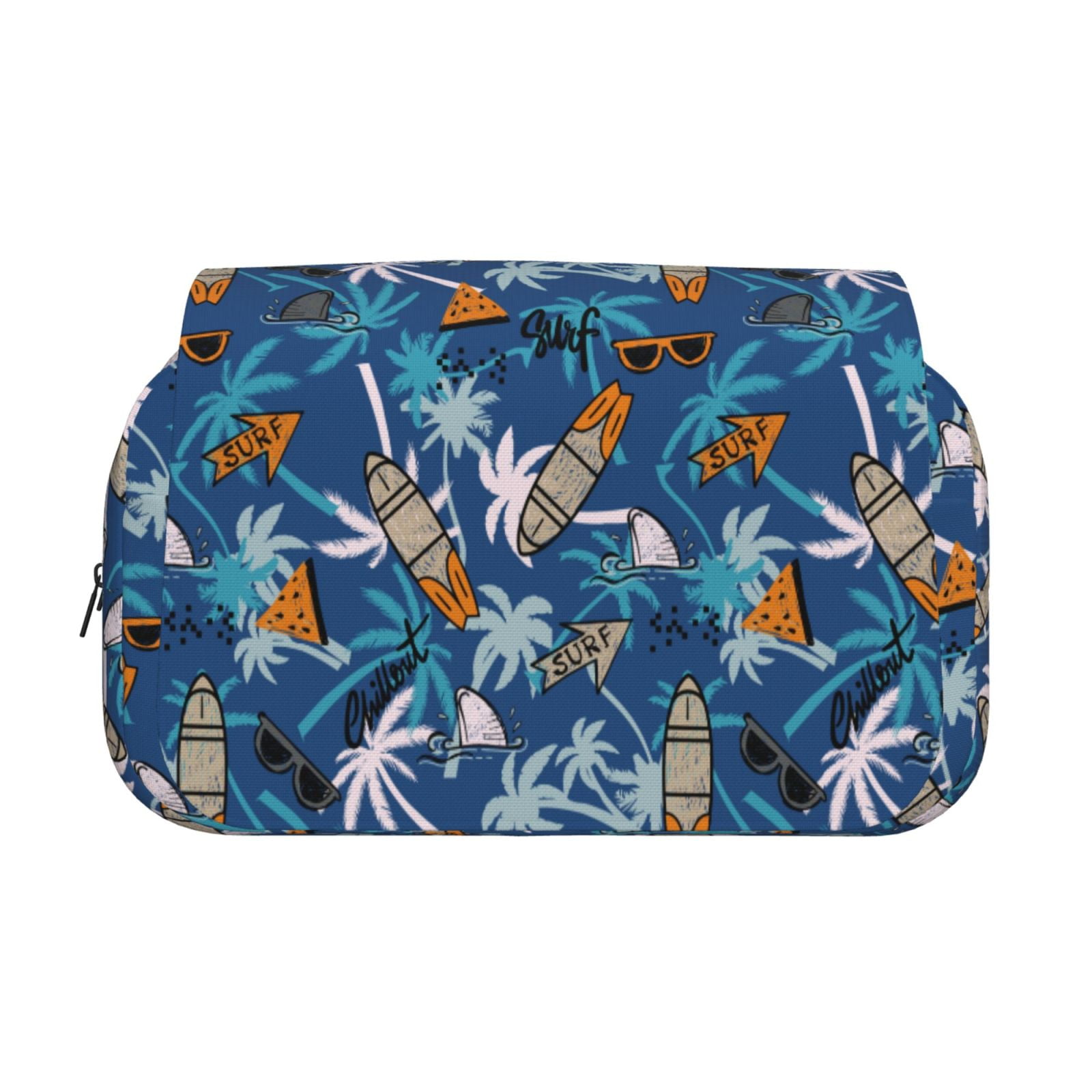 Rateoe Hawaiian Style Pattern Double Clamshell Pen Case, Storage Organizer with Two Zipper Compartments– Holds Up to 50 Pencils & Pens