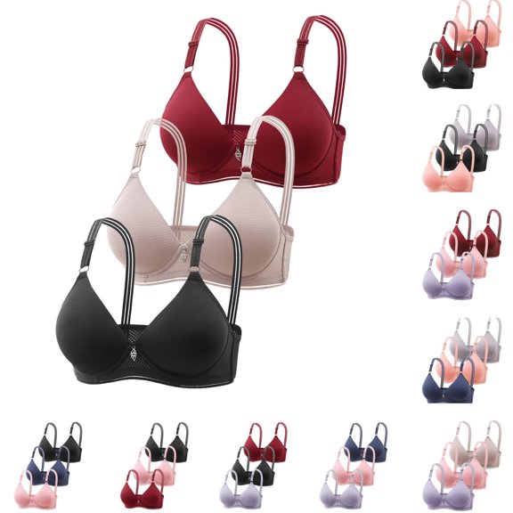 HNMKIU Women's Seamless Underwire Bra 3 Pack Thin Breathable Comfort Wireless No Underwire Daily Bra 2026