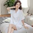 thumbnail image 2 of Pijamas sexys de seda suave con espalda de hielo para mujer, pantalones cortos finos de manga corta y cuello cuadrado pequeño, ropa para el hogar para primavera y verano, 2 of 5