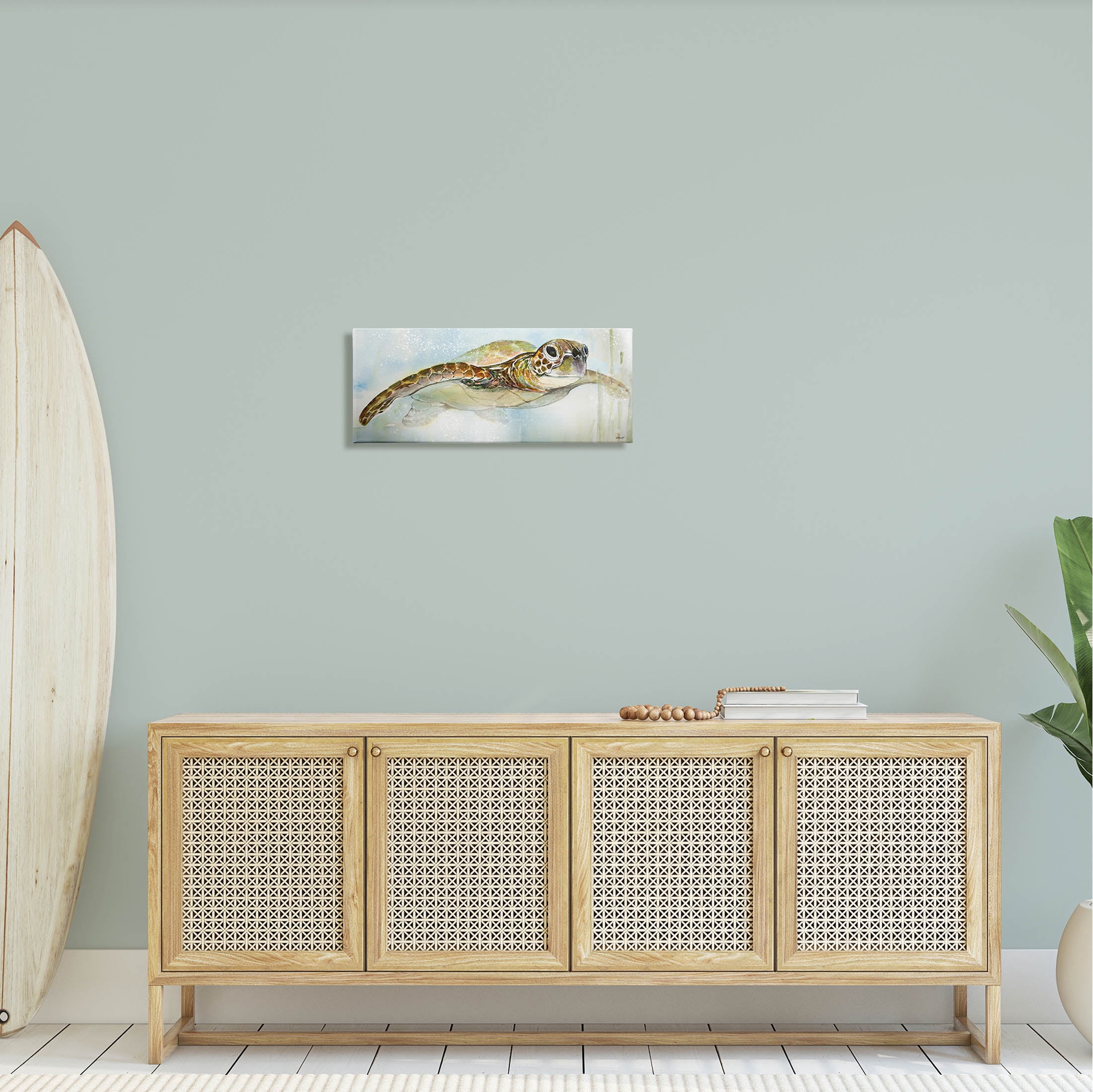 Stupell Industries Peaceful Sea Turtle Swimming Graphic Art Gallery Wrapped Canvas Print Wall Art, Design by Diannart