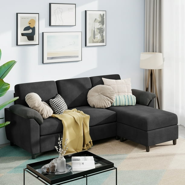 Sobaniilo 79" Convertible Sectional Sofa Couch, Linen Fabric L Shaped