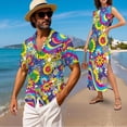 thumbnail image 2 of Jeiento 60s 70s Hippie Flower Power Husband and Wife Clothing Matching Couple Outfits Trendy Sleeveless Dress Summer Shirts for Beach Travel, 2 of 6