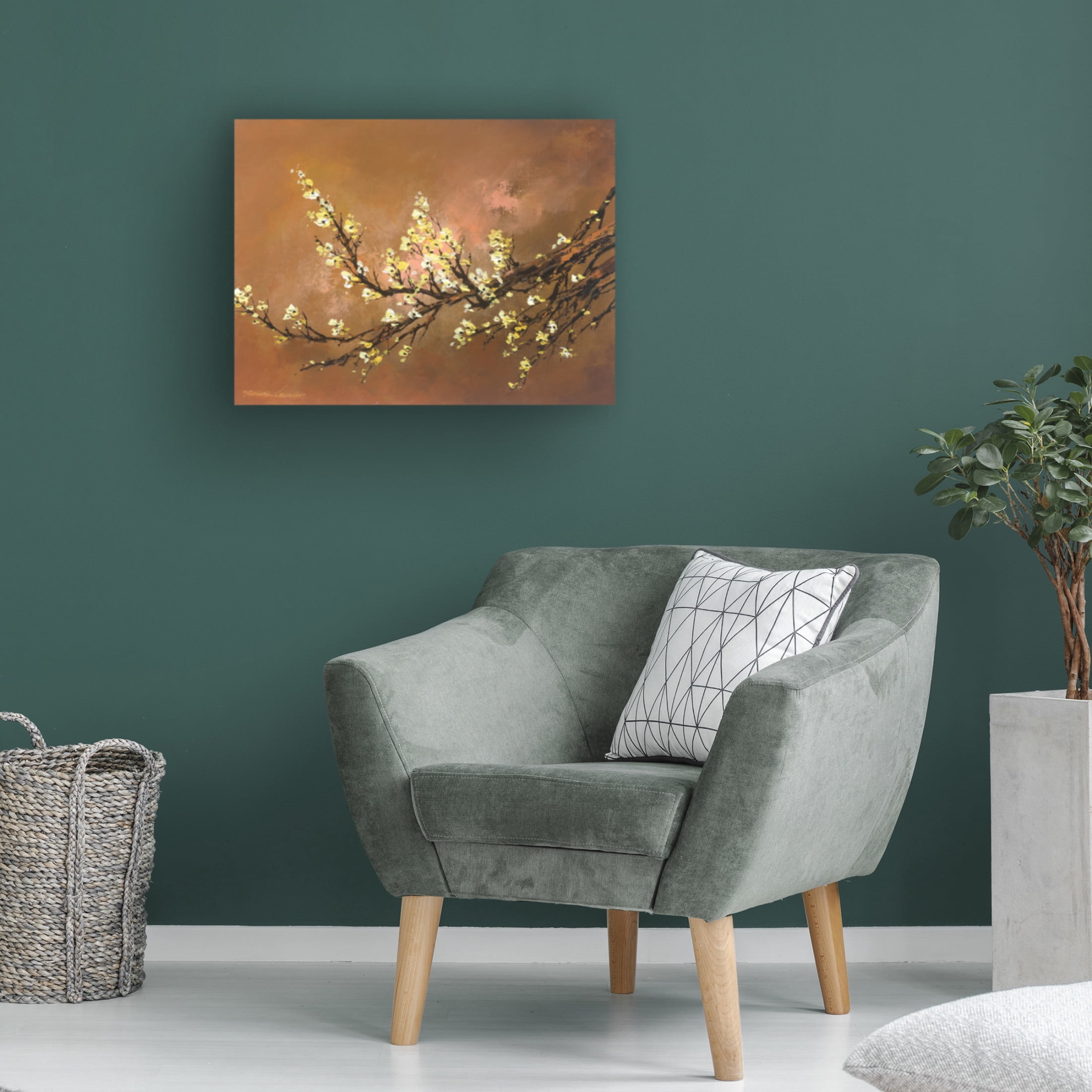 Canvas Wall Art - Thomas Leung 'Yellow Plum Blossom 2' Wall Art for Living Room, Bedroom, or Office Décor by Trademark Fine Art - 24 x 18 Inches