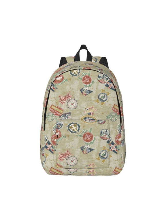 Xecao Marine Sailing Badges for Canvas College Laptop Backpack, Durable Rucksack Travel Notebook Bag School Backpack Book Bag for Men Women