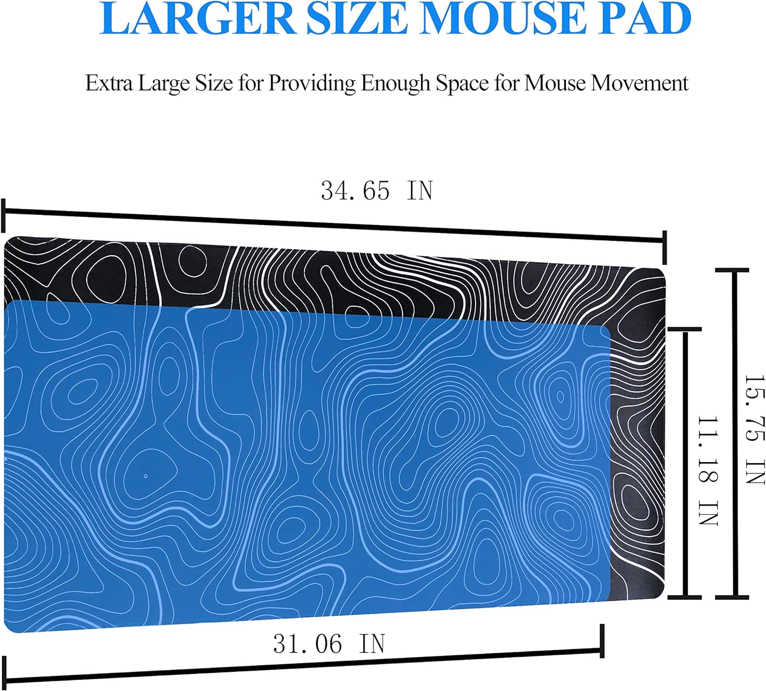 Gaming Mouse Pad XXL Extended Large Desk Pad Mat 34.65 x 15.75 Inches Keyboard Laptop Computer Mousepad with Non-Slip Base Stitched Edge for Home Office Gaming Work