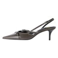 thumbnail image 2 of FSJ Women Low Kitten Heel Closed Pointed Toe Slingback Pumps Comfortable Buckle Ankle Strap Heeled Sandals Dress Shoes Size 8 Gray, 2 of 5