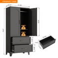 thumbnail image 6 of Jopath Metal Wardrobe Closet,71" Tall Armoire Wardrobe Cabinet 2 Drawers and Hanging Rod,Clothes Storage Organizer Cabinets for Bedroom,Office,Living Room,Black, 6 of 8