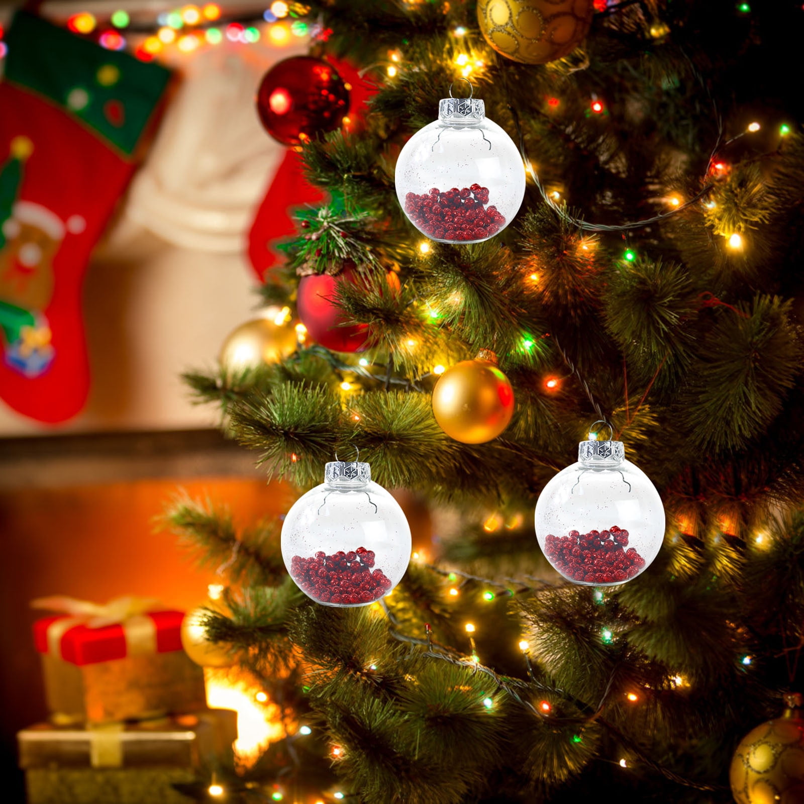 Winter Wonderland 26 Shatterproof Christmas Tree Ornaments in Red 