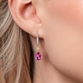 thumbnail image 3 of Gem Stone King 925 Silver and 10K Yellow Gold Pure Pink Mystic Topaz and White Lab Grown Diamond Dangle Earrings for Women | 3.22 Cttw | Gemstone November Birthstone | Pear Shape 9X6MM, 3 of 6