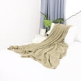 thumbnail image 5 of Cotton Cable Knit Throw Blanket for Couch Sofa Chair Soft Knitted Throw Home Decorative Khaki 60"x78", 5 of 6