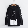 thumbnail image 1 of Puntoco Mujer Casual Manga Larga Kitty Cat Print Pocket Thin Hoodie Blusa top Bk/M Puntoco Puntoco-3818, 1 of 2