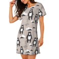 thumbnail image 2 of Fotbe Cartoon Bear Brown Bata de Dormir para Mujer con Estampado, Camisón de Algodón de Manga Corta, Ropa de Dormir Casual, 2 of 6