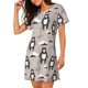 thumbnail image 2 of Balery Cartoon Bear Brown Camisón de manga corta con cuello redondo para mujer, cómodo y elegante., 2 of 6