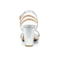 thumbnail image 3 of BLISSFUL STEP Women's Slingback Block Heel Ankle Strap Sandals Silver 6, 3 of 8