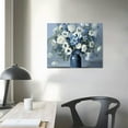thumbnail image 3 of ARISTURING  Vintage Flowers Canvas Wall Art Blue White Blossom Canvas Painting Retro Flowers in Vase Canvas Pictures Blue Ocean Background Artwork Prints for Bathroom Bedroom Wall Decor, 3 of 4