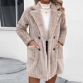 thumbnail image 3 of Kaemgyyd Winter Coats for Women Trendy Fuzzy Fleece Long Sleeve Lapel Double Breasted Outwear Casual Warm Plush Jacket, 3 of 6