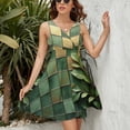 thumbnail image 3 of Green Leaves Green Gold Modern Art Sleeveless Dress Women Summer Evening Dresses Ladies Sundress, 3 of 7