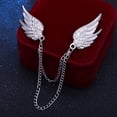 thumbnail image 3 of Angel Wings Tassel Chain Brooch Collar Pins. Rhinestone Metal Feather Lapel Pin, Suit Coat Breastpin for Women Men's Accessories, 3 of 13