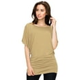 thumbnail image 3 of Made by Johnny Women's Boat Neck Short Sleeve Dolman Drape Top M TAUPE, 3 of 6
