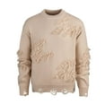 thumbnail image 2 of ZUKMRJPC Men's Crewneck Sweater Long Sleeve Trendy Destructive Effect Pullover Sweaters Casual Warm Loose Solid Color Knitted Tops, 2 of 3