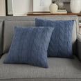 thumbnail image 2 of Life Styles Cotton Knitted 2Pack 18" x 18" set of 2 Navy Indoor Throw Pillow, 2 of 5