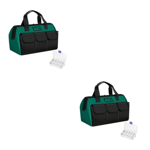 QualitChoice Tool Bag Woodworking Electrician Bags Storage Box Adjustable Waterproof Large Capacity Maintenance Hardware Tools Kit Black Green/13 inch 2PCS