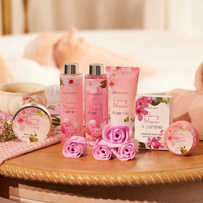 Body & Earth Bath Gift Sets for Women, Cherry Blossom and Jasmine