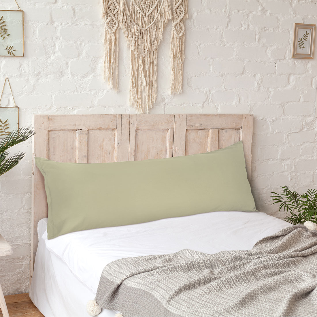 Unique Bargains 2 Packs Brushed Microfiber Body Pillowcase Khaki 20" x 48"