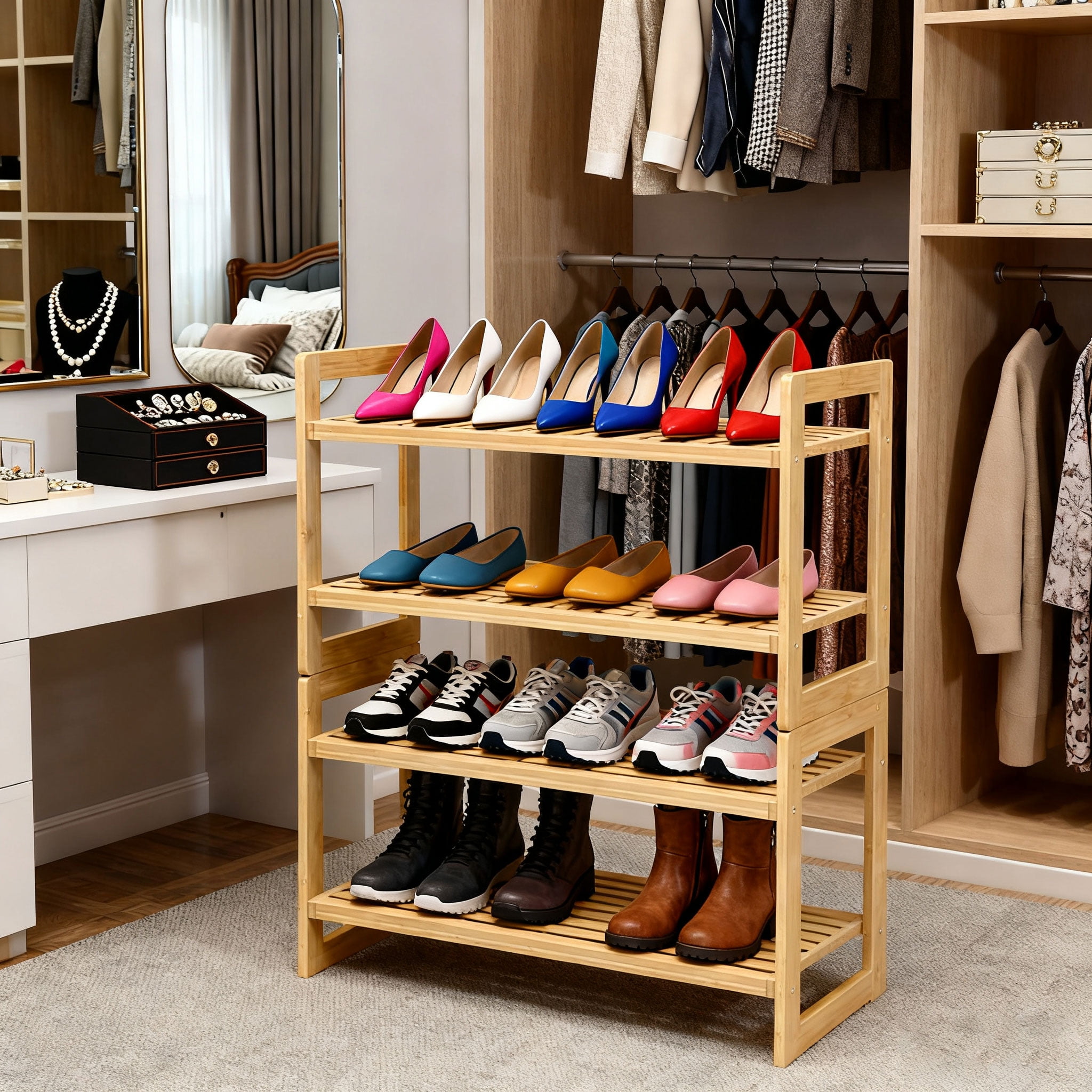 Better Homes & Gardens 3-Tier Bamboo Shoe Rack for Shoe Storage