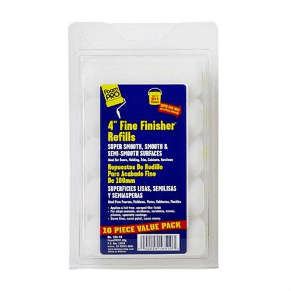 FoamPro Fine Finisher 4 In. Mini Foam Roller Cover (10-Pack) 165-10 — Interior & Exterior Use, Professional Finish