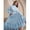 Blue-M, variant on Elegant High-Neck Long Sleeve Ruffle Hem Maxi Dress In Sky Blue