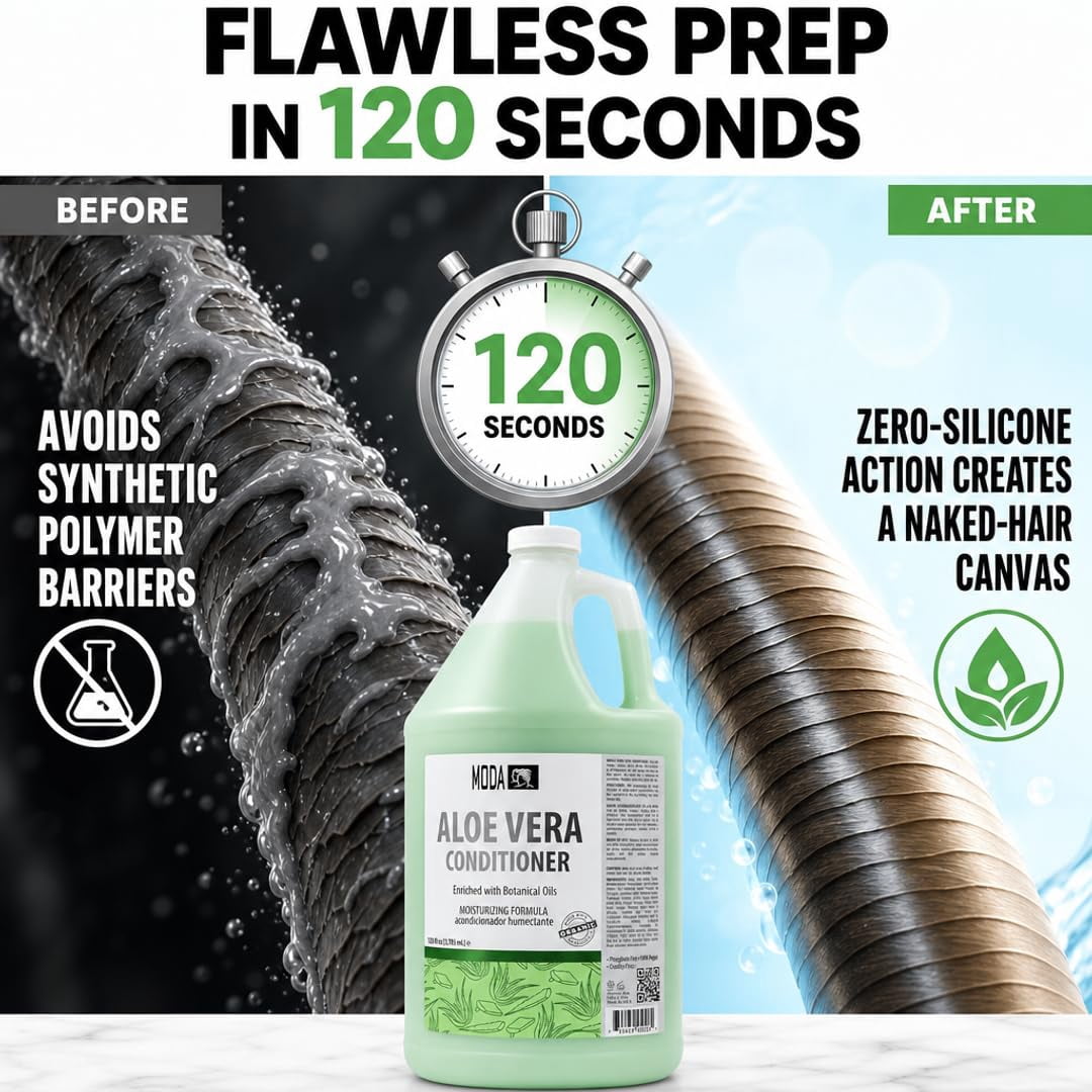 MODA - Moisturizing Conditioner for all Hair Types, Aloe Vera, 128 Oz, Professional - Strengthens, Moisturizes, Leaves Hair Soft and Shiny, Adds Volume, Protects Color and Restore