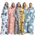 thumbnail image 4 of Manta perezosa de gran tamaño para adultos y niños, Sudadera con capucha de dibujos animados, franela cálida con capucha, manta de TV gigante, pijamas usables, Invierno, 4 of 4