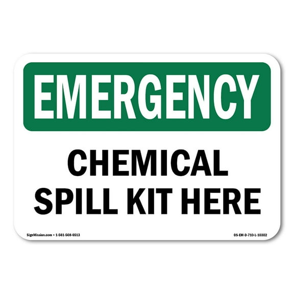 OSHA EMERGENCY Sign - Chemical Spill Kit Here | Decal | Protect Your Business, Construction Site, Warehouse & Shop Area | Made in the USA