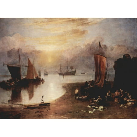 Framed Art for Your Wall Turner, Joseph Mallord William -Rising sun in the haze; Fishermen gutting and selling of fish 10 x 13
