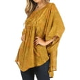 thumbnail image 3 of Sakkas Cleeo Long Wide Tie Dye Lace Embroidered Sequin Poncho Blouse Top Cover Up - Olive - One Size, 3 of 5