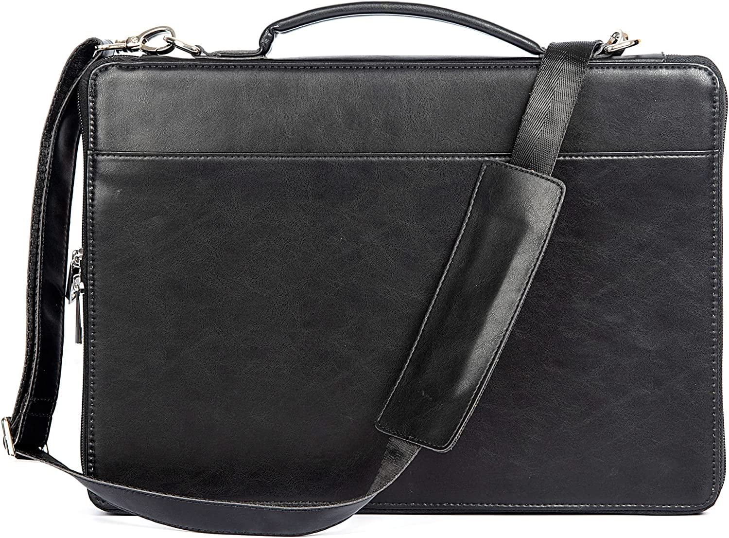 AZXCG Leather Portfolio with Handle, Zippered Legal Size Padfolio