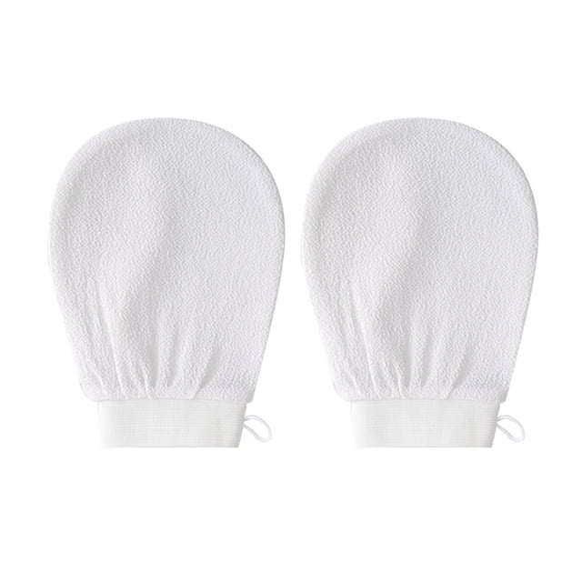 Toystoory 2 uds guantes de baño guante de baño exfoliante manopla Facial frotar la piel muerta para el baño accesorios de herramientas de limpieza del Juegos de accesorios de baño Blanco Toystoory HA084143-03