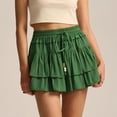 thumbnail image 4 of vigerkar Skirts for Women,Ruffled Tiered Pleated Mini High Waist Skorts (Green, XL), 4 of 6