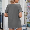 thumbnail image 4 of Women's Short Sleeve T-Shirts Cotton V-Neck Solid Color Tunic Tops Casual Tee Cute Summer Tshirts (2XL, Gray), 4 of 5