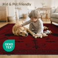thumbnail image 4 of ODIKA 9'x12' Washable Area Rug Non-Slip, Chair-Friendly Deep Red Gothic Floral Elegance Intricate Victorian Motif with Bats for Dining Room, Basement, Large Office, 4 of 7