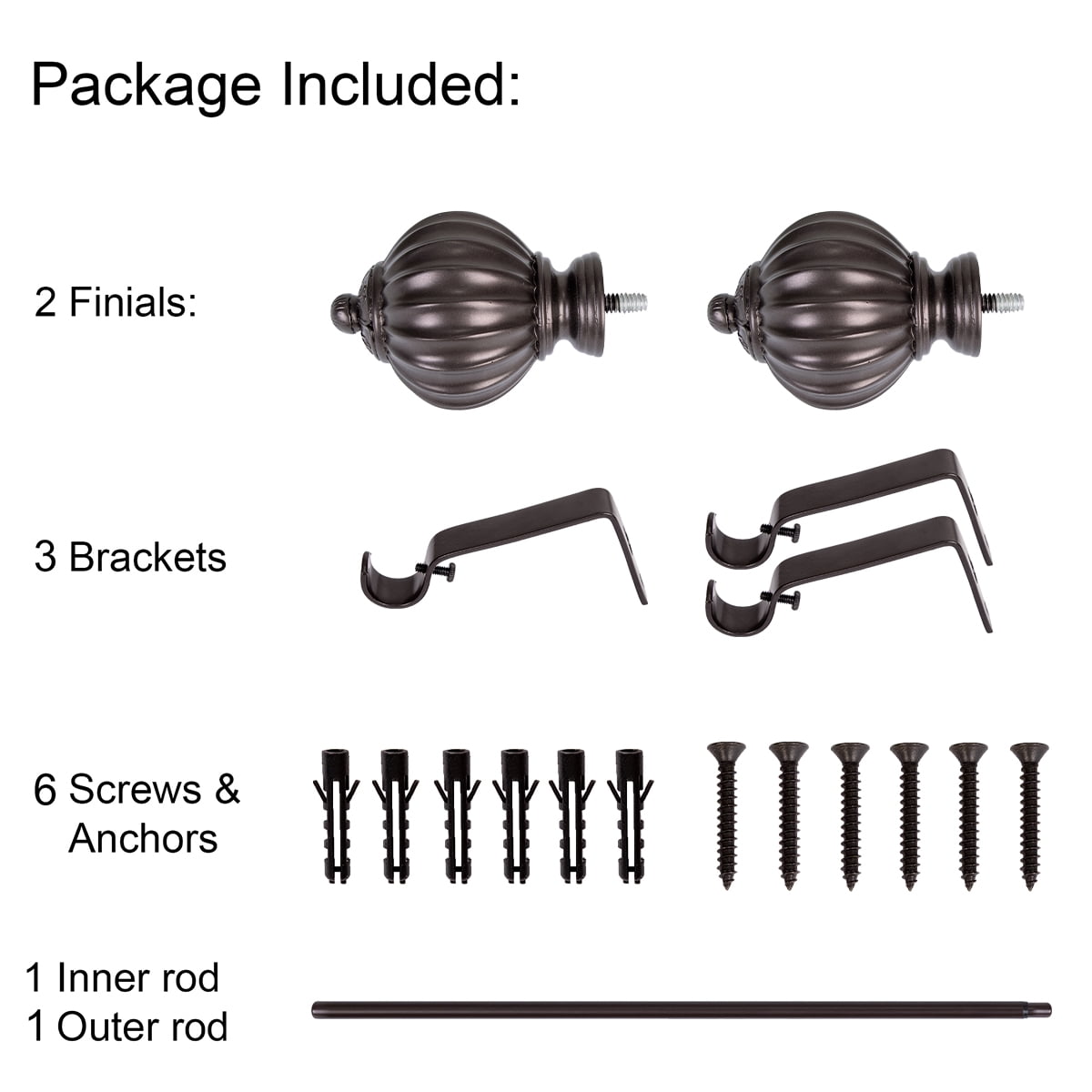 UTOPIA ALLEY 3/4 Inch Curtain Rod - Curtain Rods For Windows 48 to 86 Inch, Adjustable Drapery Rods, Oil rubbed bronze Curtain Rods, Bedroom & Living Room Decorative Curtain Rods, Tapestry Poles
