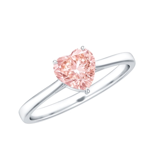 Rosec Jewels Lab Grown Pink Diamond Promise Ring - 1 Carat Pink Diamond Ring (Fancy Pink Color - VVS Clarity) - Gift for Women, 925 Sterling Silver, US 4.00